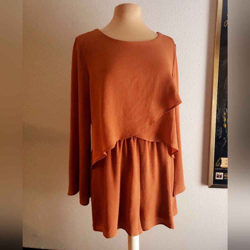 She + Sky Flowy Orange Romper